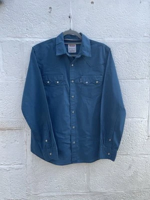 Vintage Y2K Levi’s Teal Blue Western Shirt With Pearl Snap Buttons, Small - Image 1 of 4