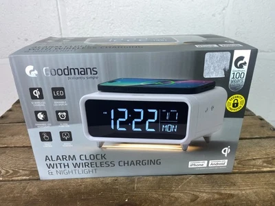 Goodmans Alarm Clock With Wireless Charging & night Light. - Image 1 of 4
