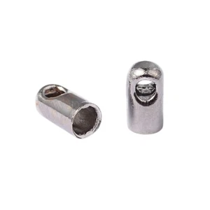 Brass cord ends 1.5mm hole 4.5X2.1mm end caps 1mm loop platinum color - Picture 1 of 3