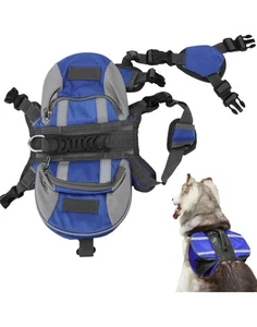 Dog Backpack Saddle Bag Outdoor Camping Hiking Travel Training Harness BLUE S - Picture 1 of 9
