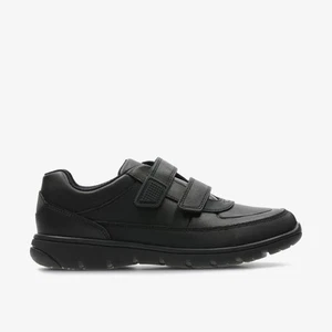 Clarks Boys Venture Walk Youth Black Leather School Shoes,Riptape Leather School - Picture 1 of 6