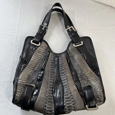 Stuart Weitzman Cuero Retazos Bolso de Mano Bolso de Hombro Bolso Cartera Genial DAÑADO Foto 1 de 4