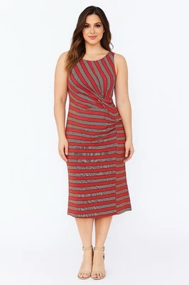 Nuevo con etiquetas Vestido Ann Taylor LOFT ceñido lateral sin mangas Verano Pequeño Tribal Rayas Foto 1 de 4