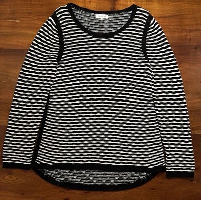 Calvin Klein Womens Black White Striped Pullover Tunic Sweater Size XL - Image 1 of 4
