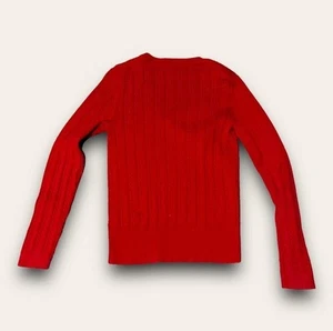 Vintage Tommy Hilfiger Sweater Womens Large Cable Knit V Neck Sweater VGUC Red - Picture 1 of 8