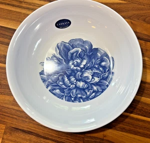 Caskata 100% Melamine Blue Peony 13" Pasta Serving Bowl Nautical Coastal Blue - Picture 1 of 16
