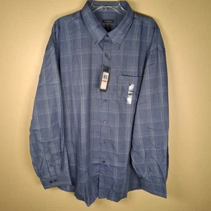 Van Heusen Shirt Mens 3XL 19-19.5 Blue Houndstooth Plaid Cotton Polyester NEW - Imagen 1 de 12