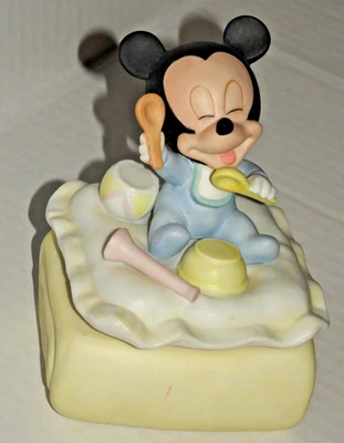 Figura Caja Musical Giratoria Goebel Disney Bebé Mickey Mouse De Colección Foto 1 de 4