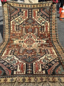 Auth: 19th C Antique Kazak Rug Fame Kasem Usag Caucasian Organic 4x6 No Reser - Picture 1 of 23