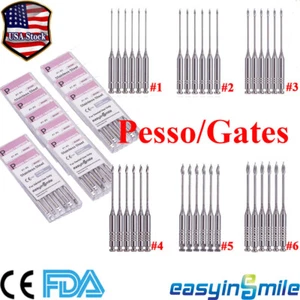 10PKS Dental Endo Peeso Reamers/Glidden Gates Root Canal Spiral Drill #1-#6 32MM - Picture 1 of 29