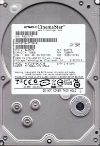 HITACHI HCS721075KLA330 mlc: BA2772 p/n: 0A35273 750GB 2009 3.5" SATA C5-05 - Picture 1 of 3