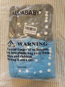 6 Alva Baby Pocket Cloth Diapers New with 12 Inserts Neutral Colors - Picture 1 of 9