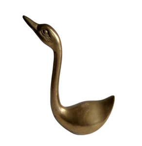 Vintage MCM Brass Swan 9” Tall Metal Bird Figurine Home Decor - Foto 1 di 10