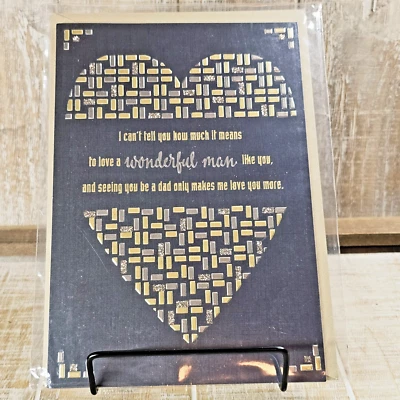 Tarjeta de felicitación Hallmark Día del Padre Primer papá negro dorado corazón esposo Foto 1 de 4