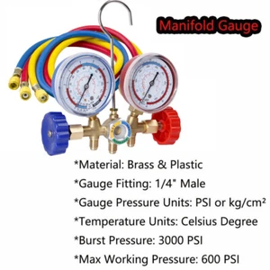 A/C Auto Air Conditioner Charging Service Tool Kit Diagnostic Manifold Gauge Set - Picture 1 of 12