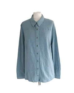 BODEN Tara Jersey Shirt UK 20R Heritage Blue Long Sleeve Cotton Button J0461. - Picture 1 of 18