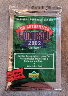 2002 UD Authentics Football 5 Card Hobby Pack - Full  Checklist shown in lot - Image 1 of 3