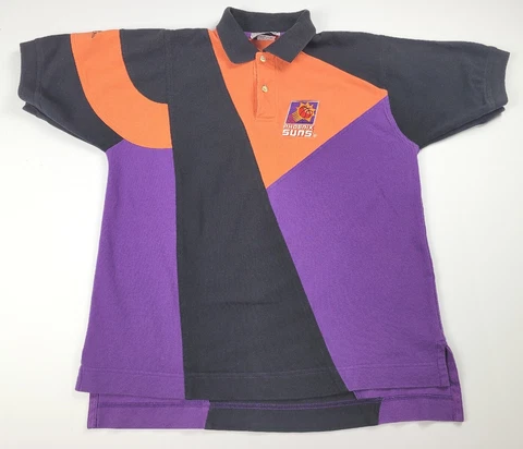 Vintage 90s Phoenix Suns Polo Shirt Colorblock  Logo Apex One NBA M Cover