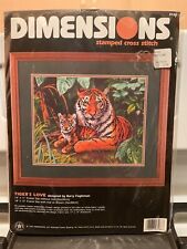 Dimensions Stamped Cross Kit Stitch Tiger's Love Barry Fogleman 3168 VTG Sealed 