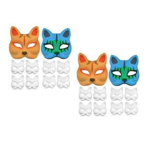 2 Count Malvorlagenset Fräulein Kind Diy Weiße Papier Bemalbare Tiermaske - Afbeelding 1 van 12