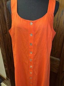 Vtg 90s Carolina Colours Orange Linen Blend Midi A-Line Dress NOS Vtg Sz 14 (12) - Picture 1 of 9