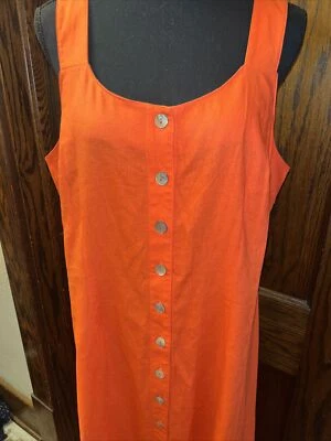 Vtg 90s Carolina Colours Orange Linen Blend Midi A-Line Dress NOS Vtg Sz 14 (12) - Image 1 of 4