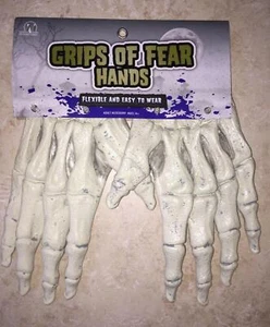 ADULT SKELETON BONES HANDS PVC GLOVES HALLOWEEN COSTUME NEW MR156000 - Picture 1 of 2