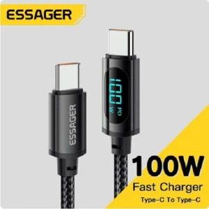 USB C Cable 100W 7A PD Fast Charging with LED Display Wattage 3ft Nylon Braided - Picture 1 of 2