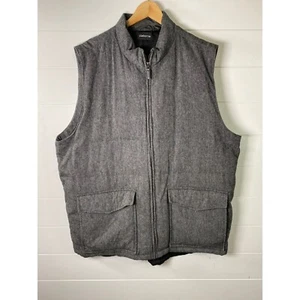 Claiborne Mens Wool Duck Down Puffer Vest XLT Gray Full Zip Business Casual Prep - Picture 1 of 12