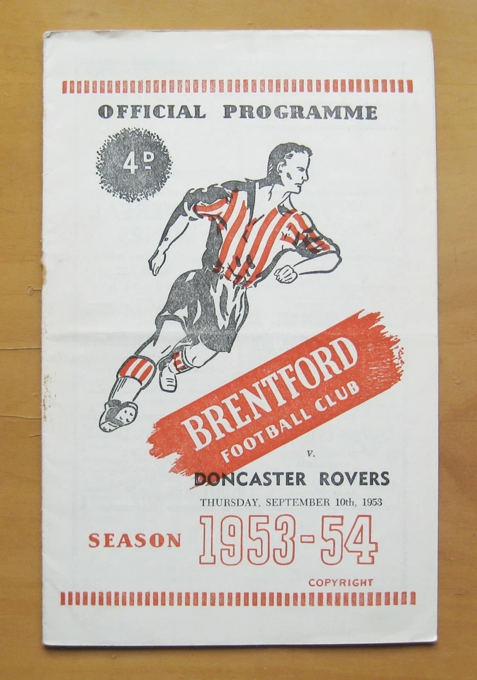 BRENTFORD v DONCASTER ROVERS 1953/1954 *VG Condition Football Programme* - Image 1 of 1