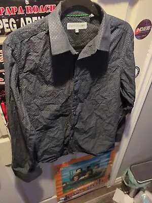 John Lennon Shirt Medium Long Sleeve Button Up Polka Dot Rainbow Collar Textured - Image 1 of 4