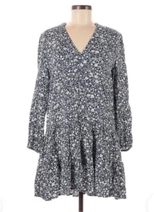 Francesca's Mi Ami Womens Size XL Dress Blue White Boho Floral Drop Waist Casual - Picture 1 of 8