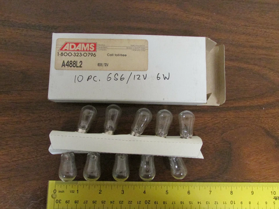 10 Pieces Adams Elevator Equipment Co. A488L2 6S6 12V Screw Base Light Bulb New - Image 1 of 1