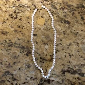 Genuine White Freshwater Cultured Pearl Necklace 20” All Occasion Wear - Picture 1 of 4