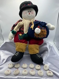 Christmas Countdown Snowman Self-Sitter Folk Art Advent - Picture 1 of 14