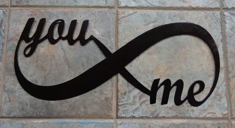 You & Me Infinity Wall Art Plasma Cut Metal 22" W x 9" T Black Hammered Finish Cover