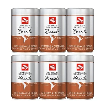 illy Coffee Arabica Selection Whole Bean Brazil Single Origin Brasile Pack of 6
