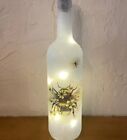 LED Light up Decoupaged Handcrafted Honey bee Design Bottle Unique Gift