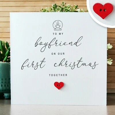 HANDMADE First Christmas Boyfriend Card, On Our 1st Christmas Together, Romantic Xmas
