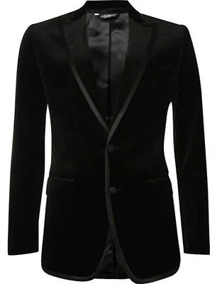 Hombres Negro Diseñador Boda Novio Esmoquin Informal Terciopelo Abrigos Chaqueta Blazer Foto 1 de 2
