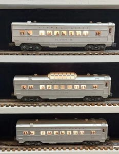3 diff Lionel passenger cars, #2432 2434 2435-red letters, postwar, work great! - Picture 1 of 8