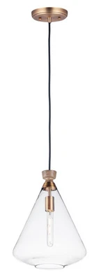 Weathered Oak   Antique Brass One Light Pendant from the Abbott Collection - Image 1 of 2