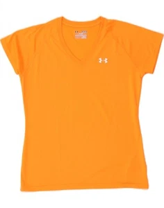 UNDER ARMOUR Womens Heat Gear T-Shirt Top UK 14 Medium Orange Polyester AW03 - Picture 1 of 3