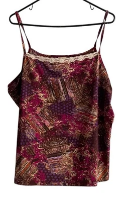 Faded Glory Lace Trim Sleeveless Cami Top 22/24 Colorful Artsy Bold - Image 1 of 4