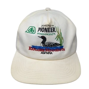 Sponsored By Pioneer Explore Minnesota Snapback Hat White One Size Vintage - Picture 1 of 8