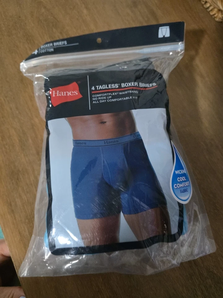 Men Hanes Boxer Briefs 4 Pack Package Tagless Fresh IQ Advanced M