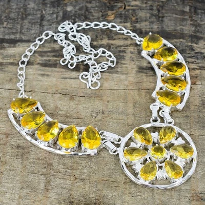 Citrino Gemma 925 Argento Sterling Artigianale Gioielli Collana Halloween Regalo - Immagine 1 di 4