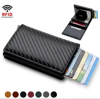 Portafoglio Slim Wallet con Protezione RFID Mini Portafoglio Porta Carte Portafoglio - Immagine 1 di 4