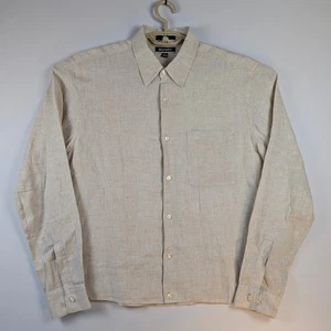 Brandini 100% Linen Shirt Mens M Beige Untucked Fit Quiet Luxury Minimalist EUC - Picture 1 of 6