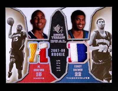 2007-08 SP Rookie Threads Al Horford Corey Brewer Dual RC Parallel Jersey #d /25 - Image 1 of 2